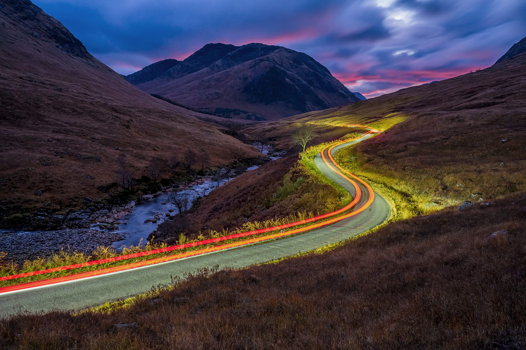 Tail Lights, Glen Etive, Scotland by Michael Blanchette