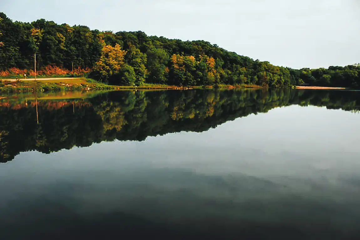 Fall colors, pine lake state park, iowa, usa