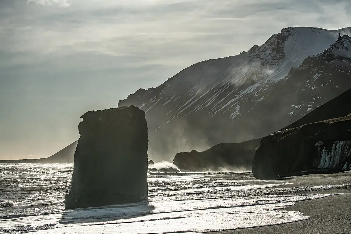 Afternoon sun, laekjavik beach, iceland