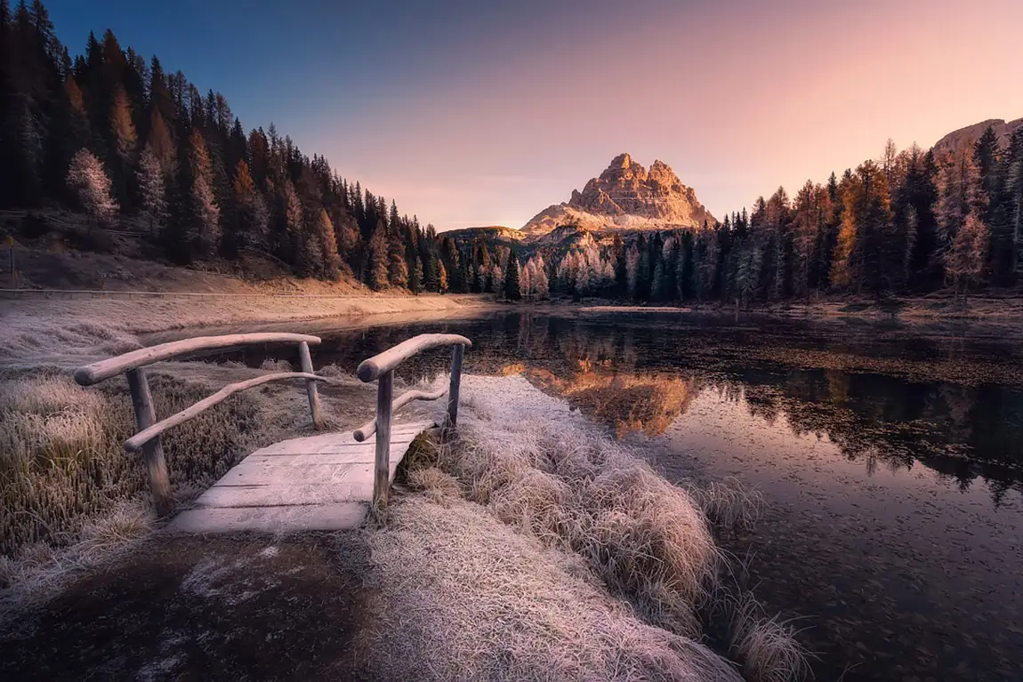 Antorno lake dolomites italy