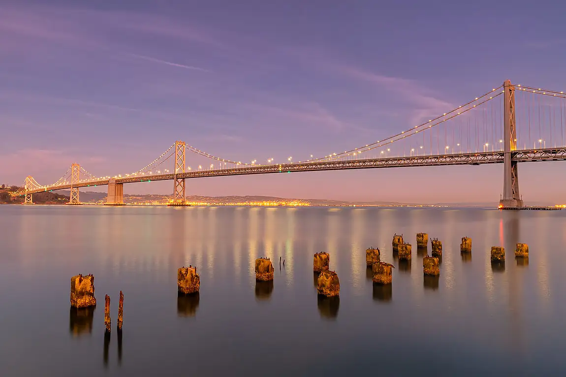 Bay bridge at dusk san francisco california usa