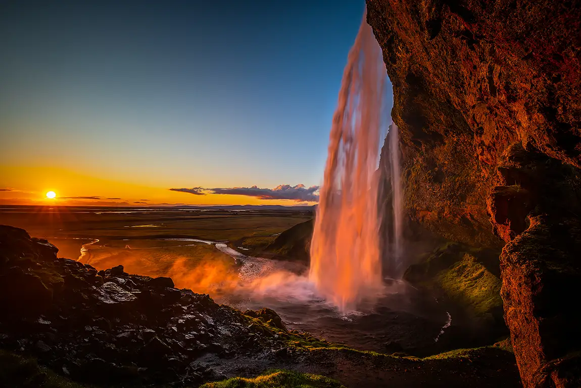 Behind the curtain of light, seljalandsfoss, iceland