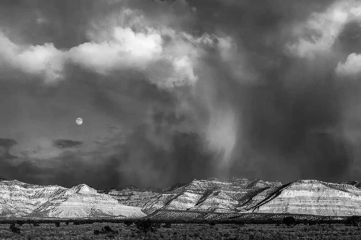 Bookcliffs full moon rising, green river, emery, utah, usa