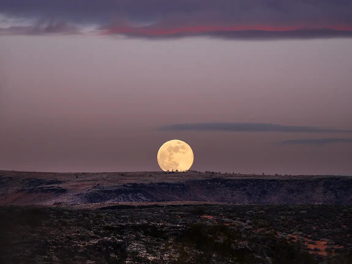 Full moon rising, st. george, utah, usa