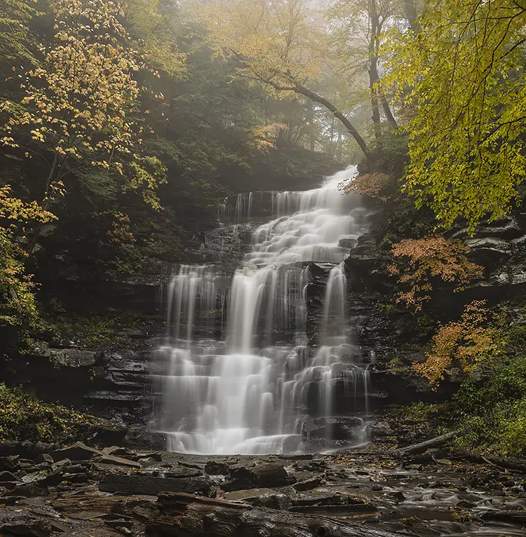 Ganoga falls in autumn, ricketts glen state park, pennsylvania, usa