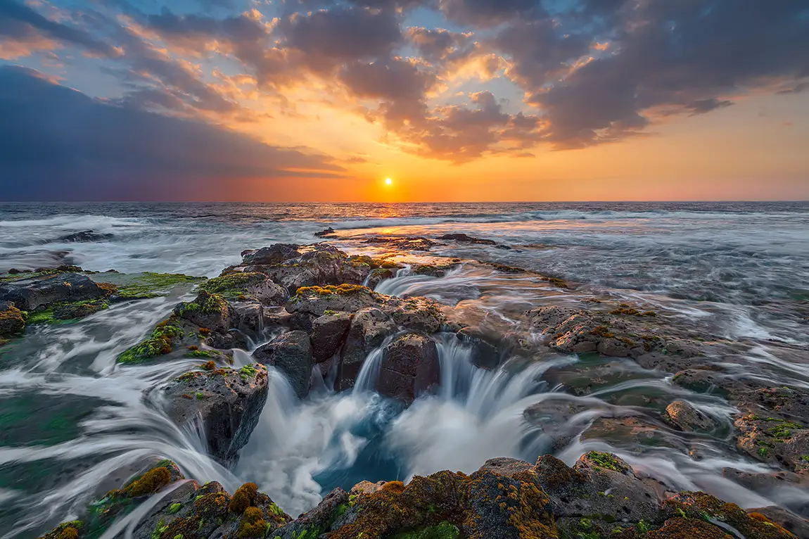 Kona sinkholes at sunset, kailua kona, hawaii island, usa