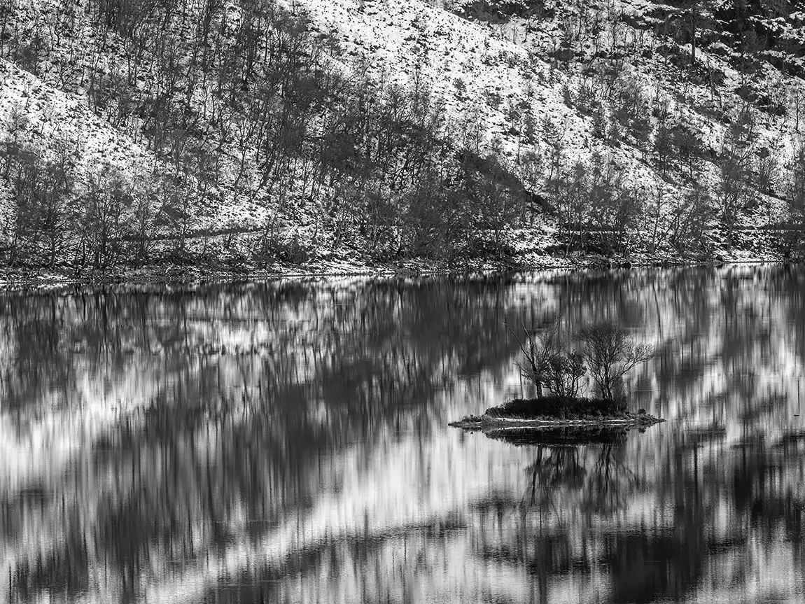 Snow at loch clair, western highlands, scotland