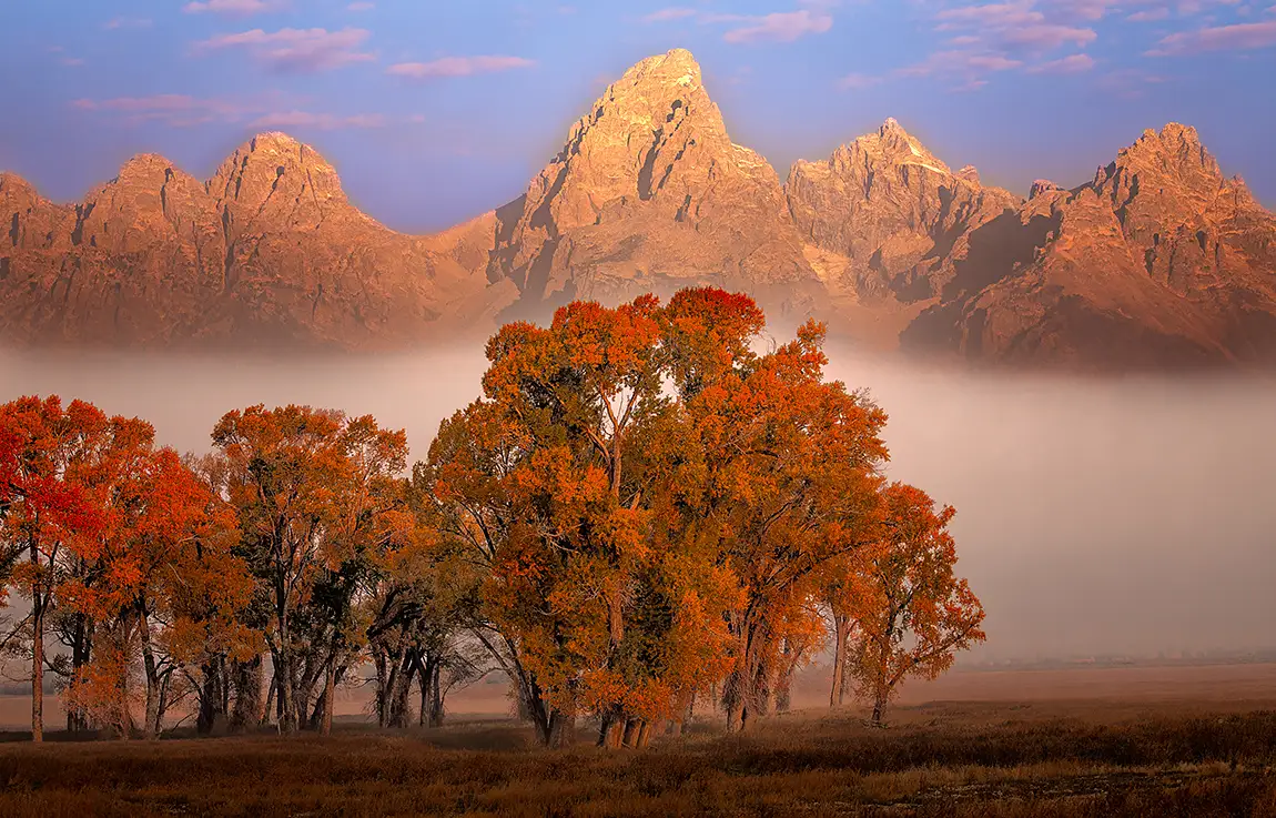 Teton fall haze, grand teton national park, wyoming, usa
