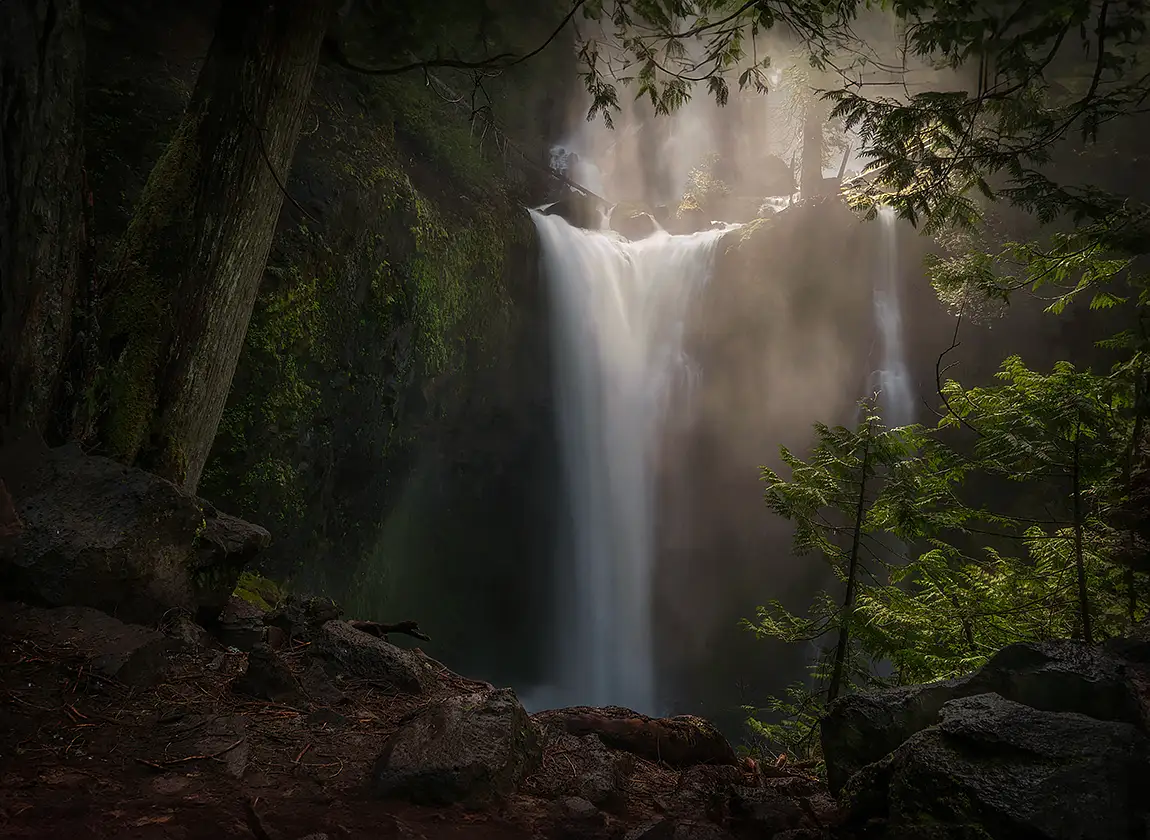 Falls creek falls light, skamania county, carson, wa, usa