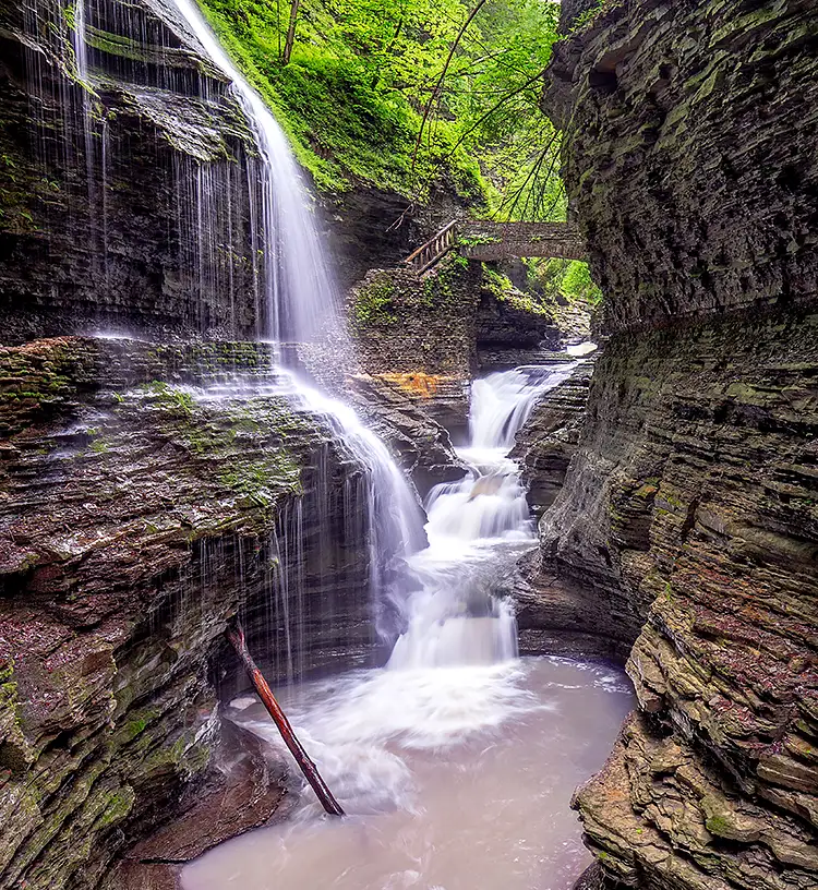 Rainbow falls in watkins glen state park, new york, usa