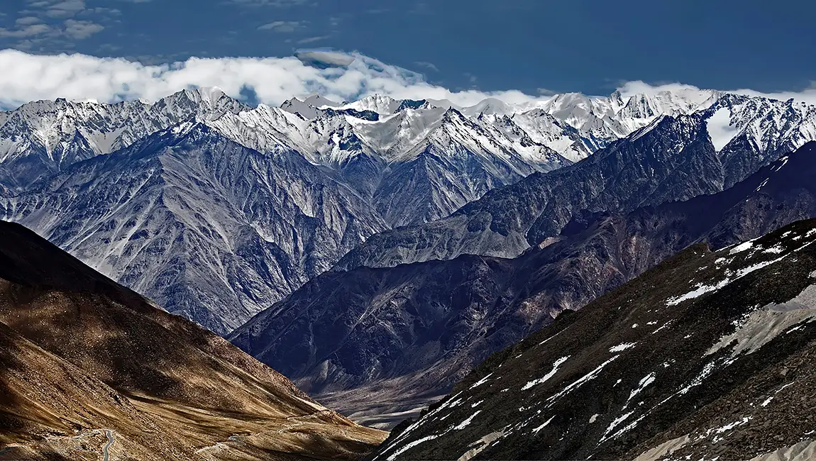 The mighty karakoram, town of leh, ladakh, india