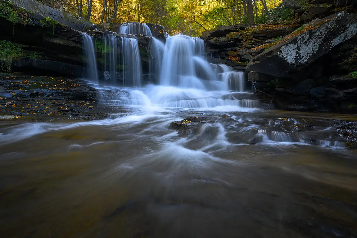 Eastern hardwoods waterfall, new river gorge national park, usa