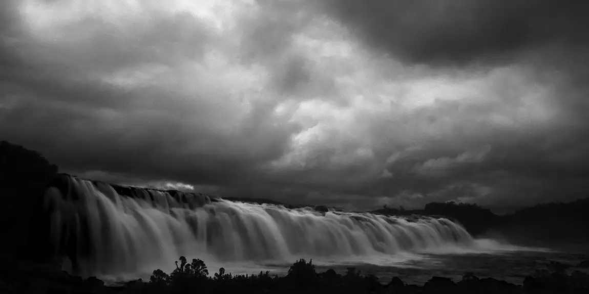 Faxafoss falls in the mist, reykholt, iceland