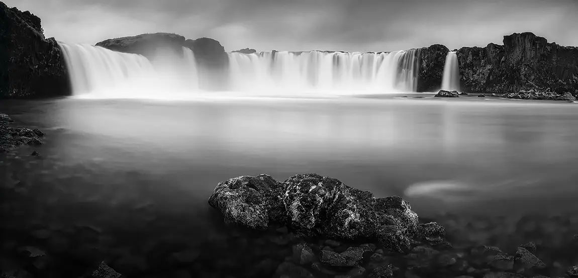 Godafoss mourns under grey skies, fossholl, nordurland, iceland