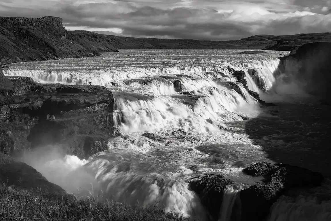 Gullfoss in monochrome shades, iceland