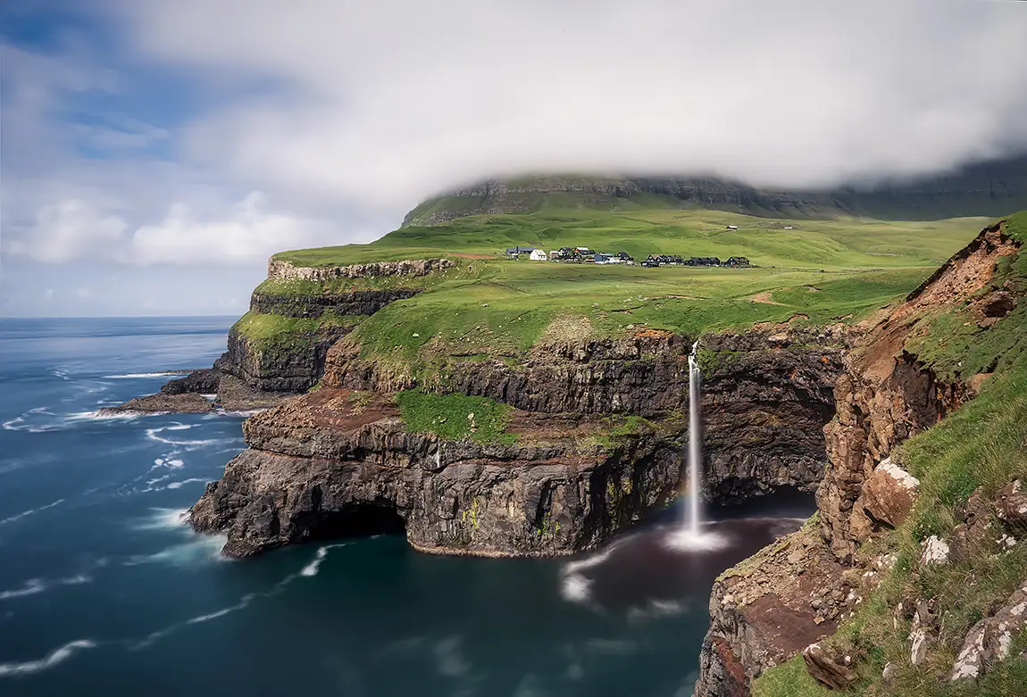 Mulafossur waterfall, vagar, faroe islands