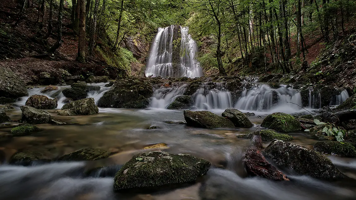 Natural beauty, josefsthaler waterfall, schliersee, bavaria, germany
