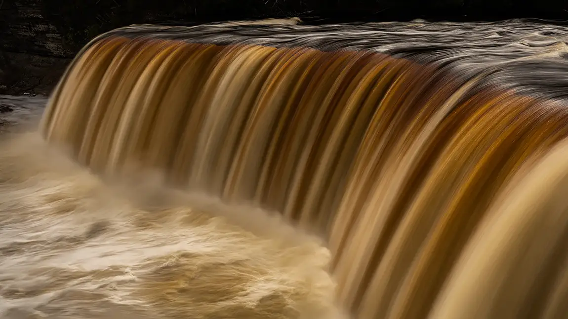 Tan water cascade, tahquamenon falls, michigan, usa