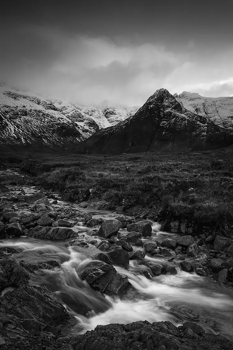 Brewing storm, fairy pools, cuillin hills, isle of skye, scotland