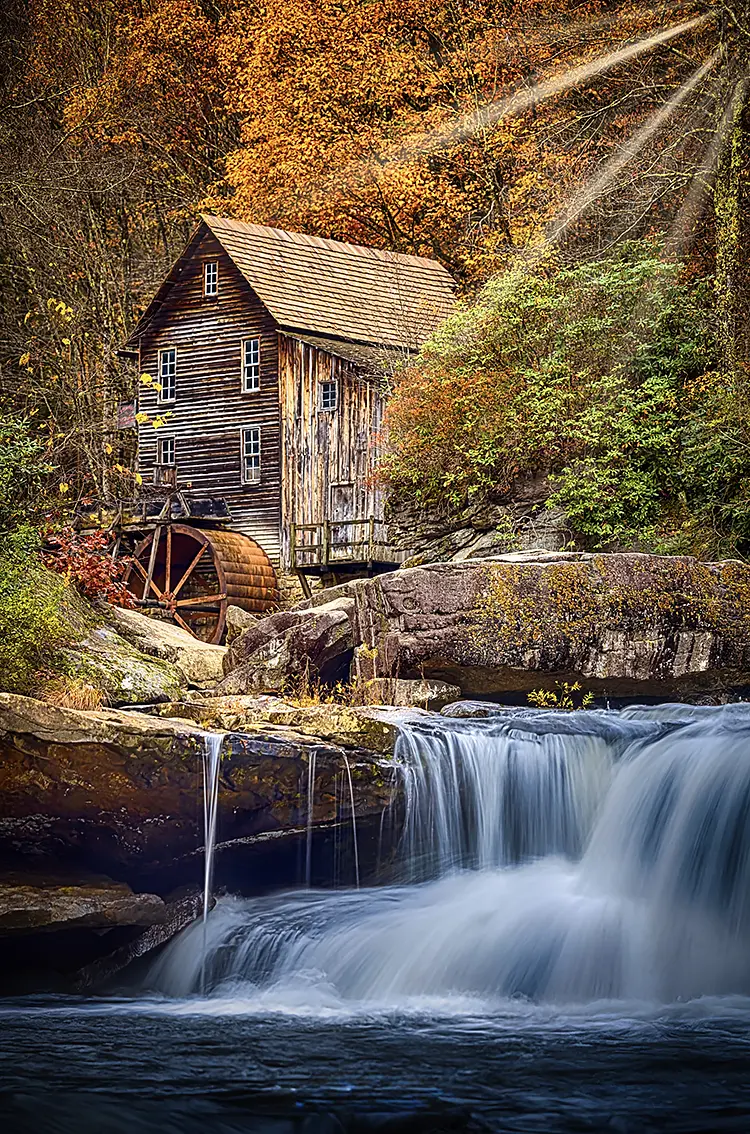Grist mill waterfall, babcock state park, west virginia, usa