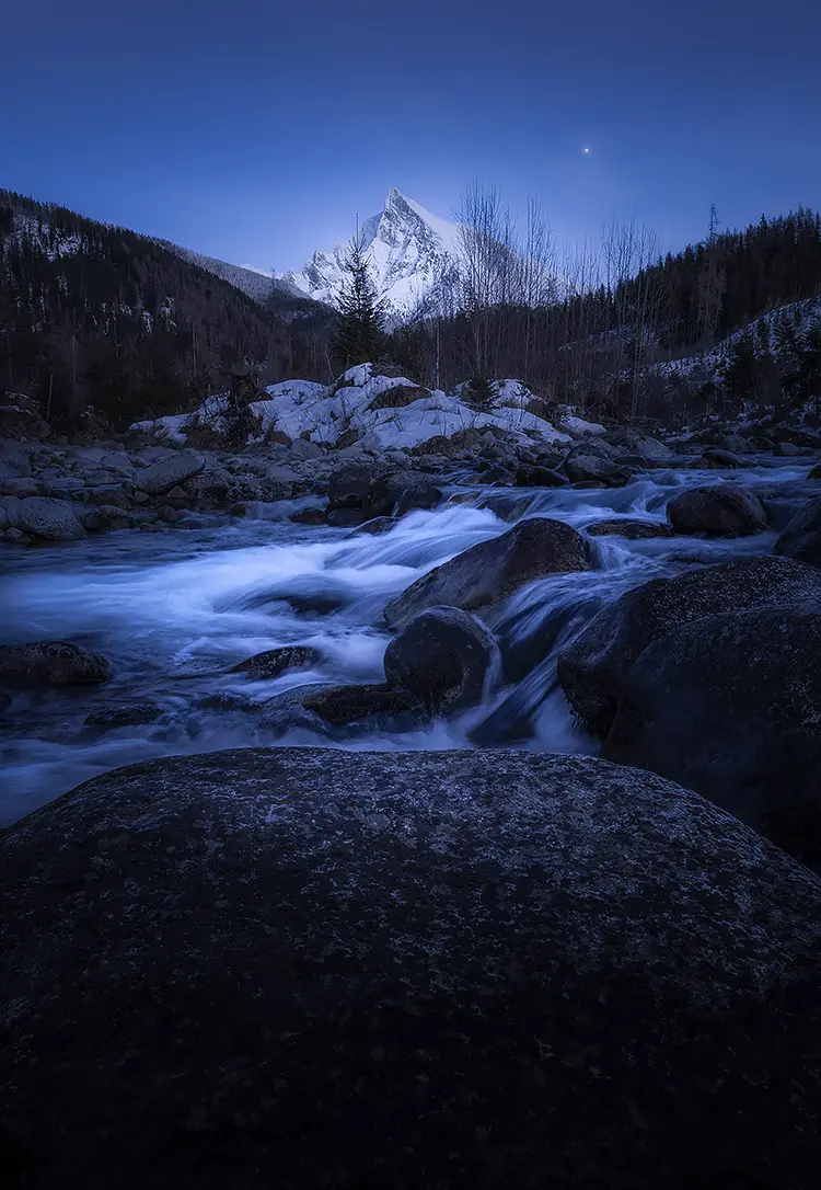 River bela and krivan mountain, high tatras, slovakia