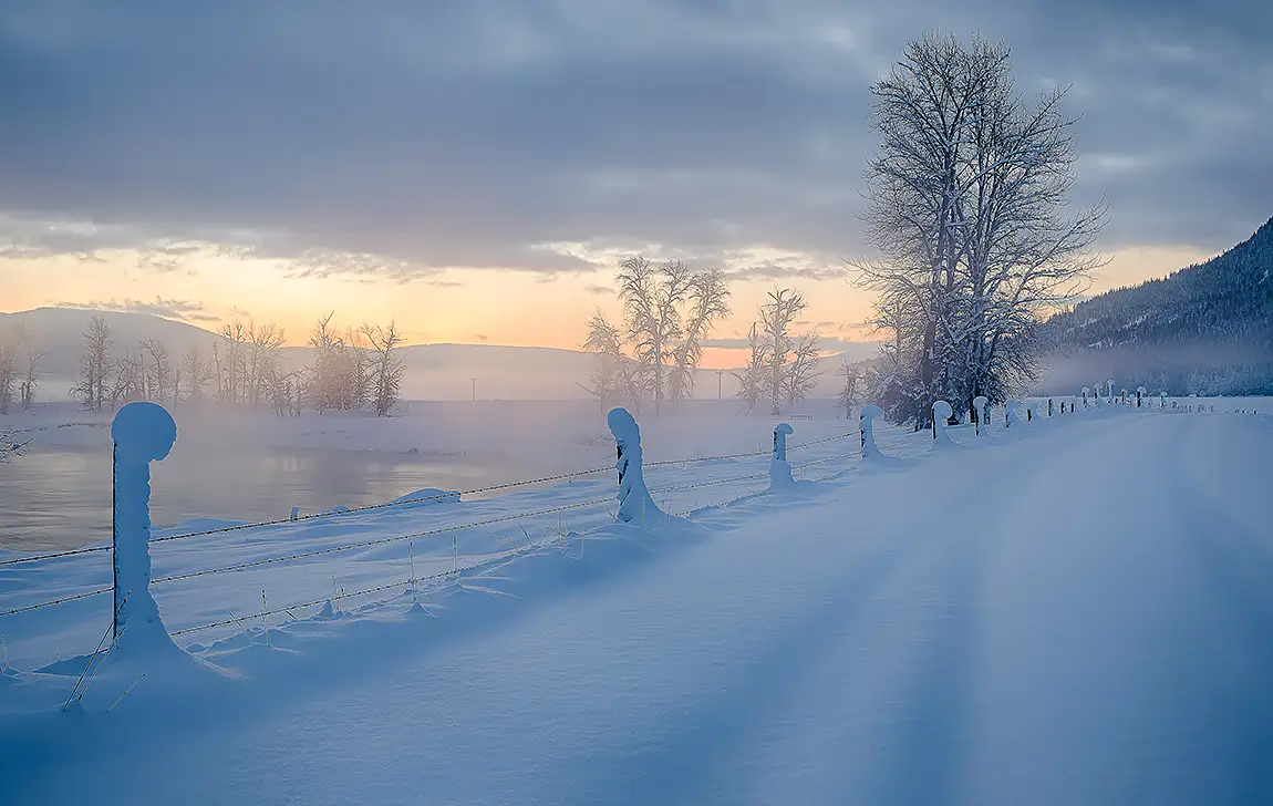 Misty winter journey, bonners ferry, idaho, usa
