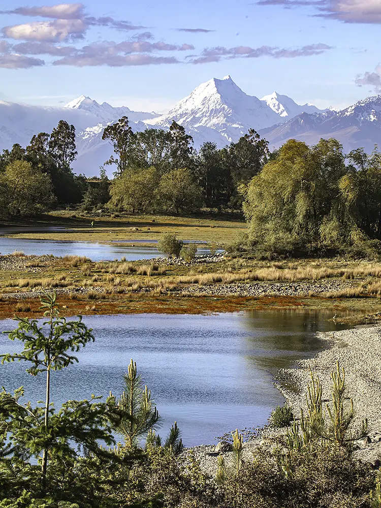 Mt cook in spring, southern alps, new zealand