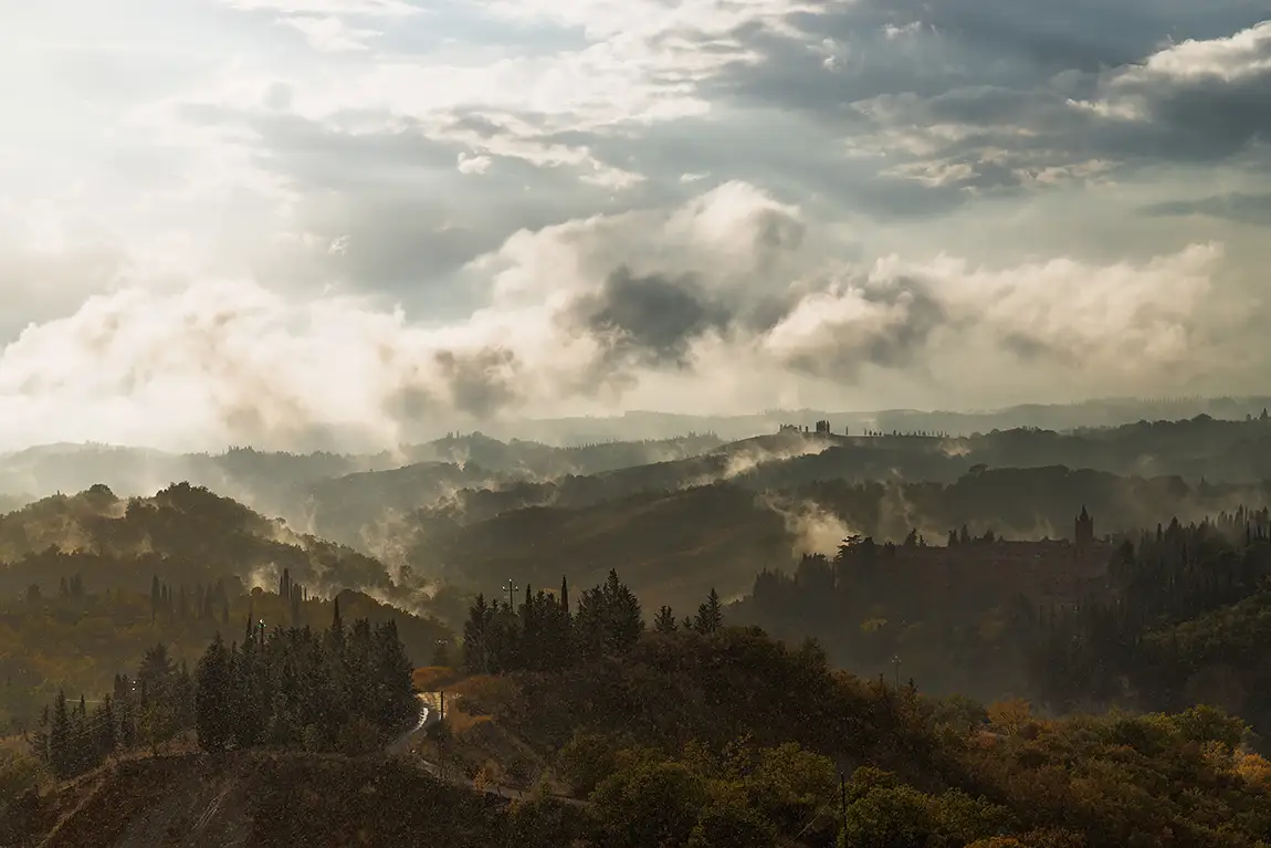 When the hills breathe, chiusure village, tuscany, italy