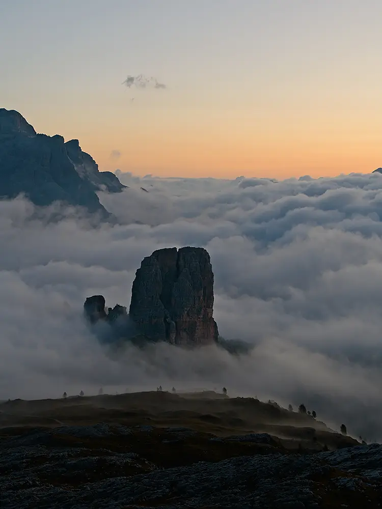 Dawn from rifugio averau, dolomites, italy