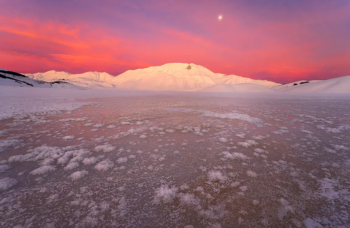 Hoar frost, mount vector, pian grande, castelluccio di norcia, italy
