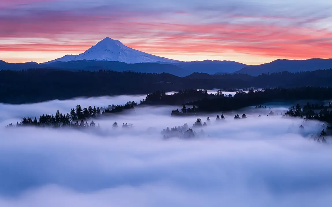 Jonsrud viewpoint winter sunrise, sandy, clackamas county, oregon, usa