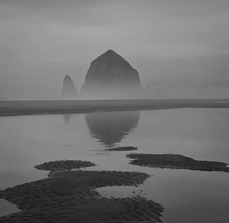 Moody morning, haystack rock, cannon beach, oregon, usa