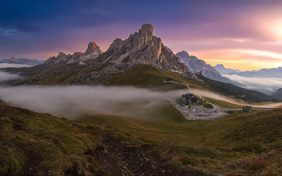 When light met mist, passo giau, dolomites, italy