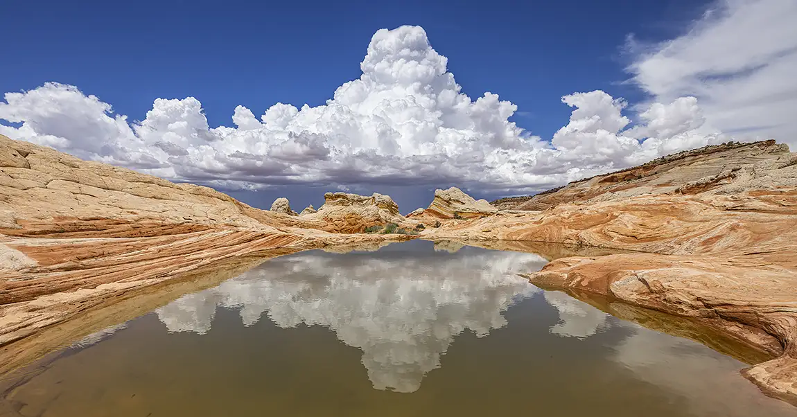 White pocket cloud reflections, marble canyon, coconino county, arizona, usa