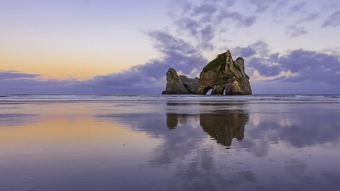 Archway Islands Reflection, Wharariki Beach, Golden Bay, New Zealand