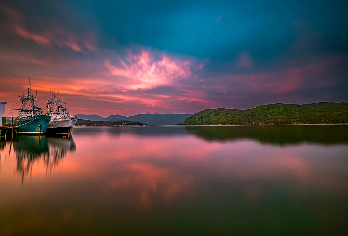 Magic Sunset Moment, Bonne Bay Pond, Newfoundland And Labrador, Canada