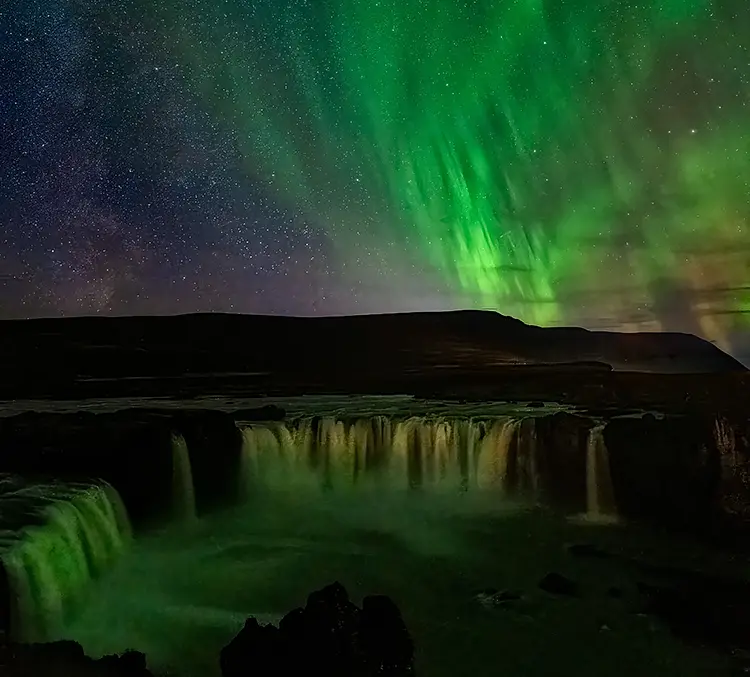 Northern Lights Over Godafoss, Iceland