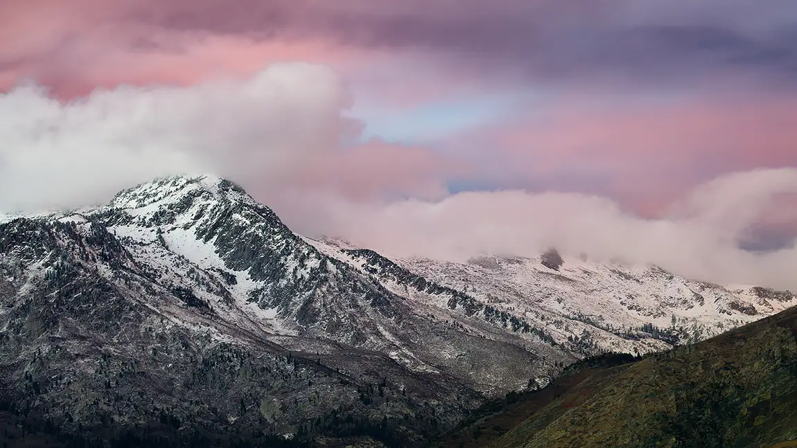 Pink Winter Sunset, Highland City, Utah, USA