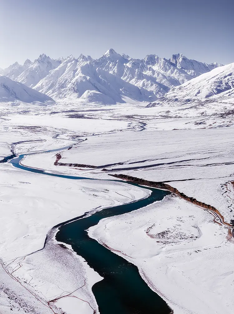 Winter flow of zanskar, ladakh, india