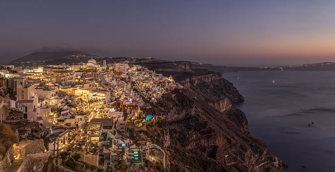 Blue Hour in Fira, Santorini Island, Greece