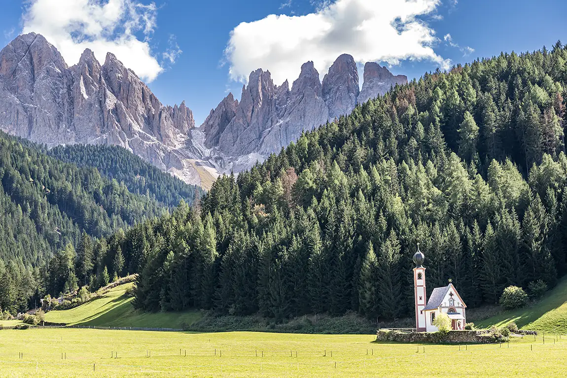 Church di San Giovanni, Village of Ranui, Val di Funes, Dolomites, Italy