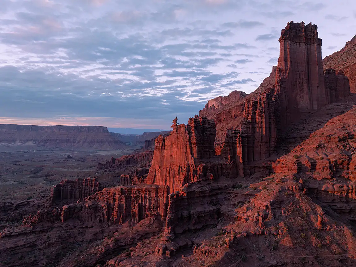 Fisher Towers At Sunset, Moab, Utah, USA