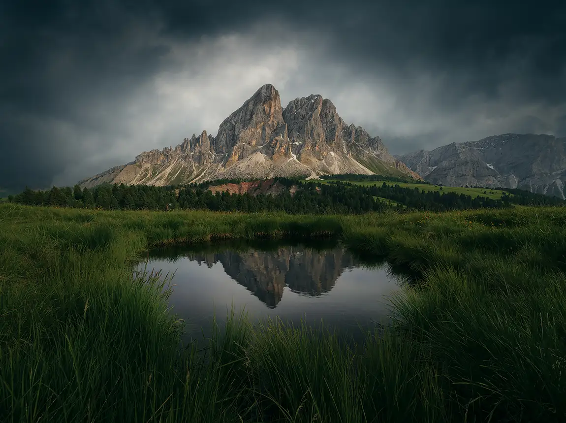 Sass de Putia Reflection, Dolomites, South Tyrol, Italy