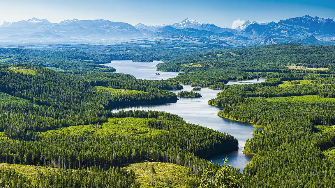 Vancouver Island Lakes Viewed from Mt Menzie, Campbell River, BC, Canada