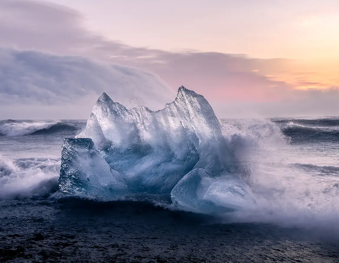 Diamond Beach On A Very Windy Day, Iceland
