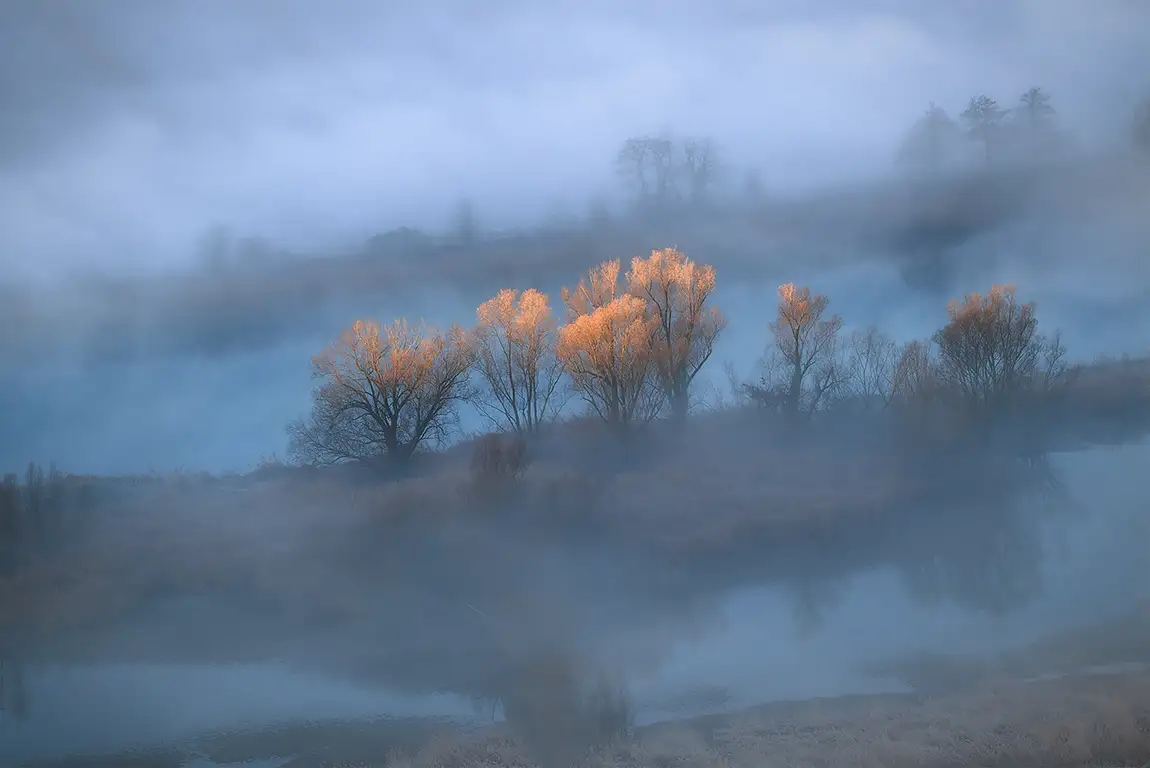 First Rays Of Light, Adda River, Italy