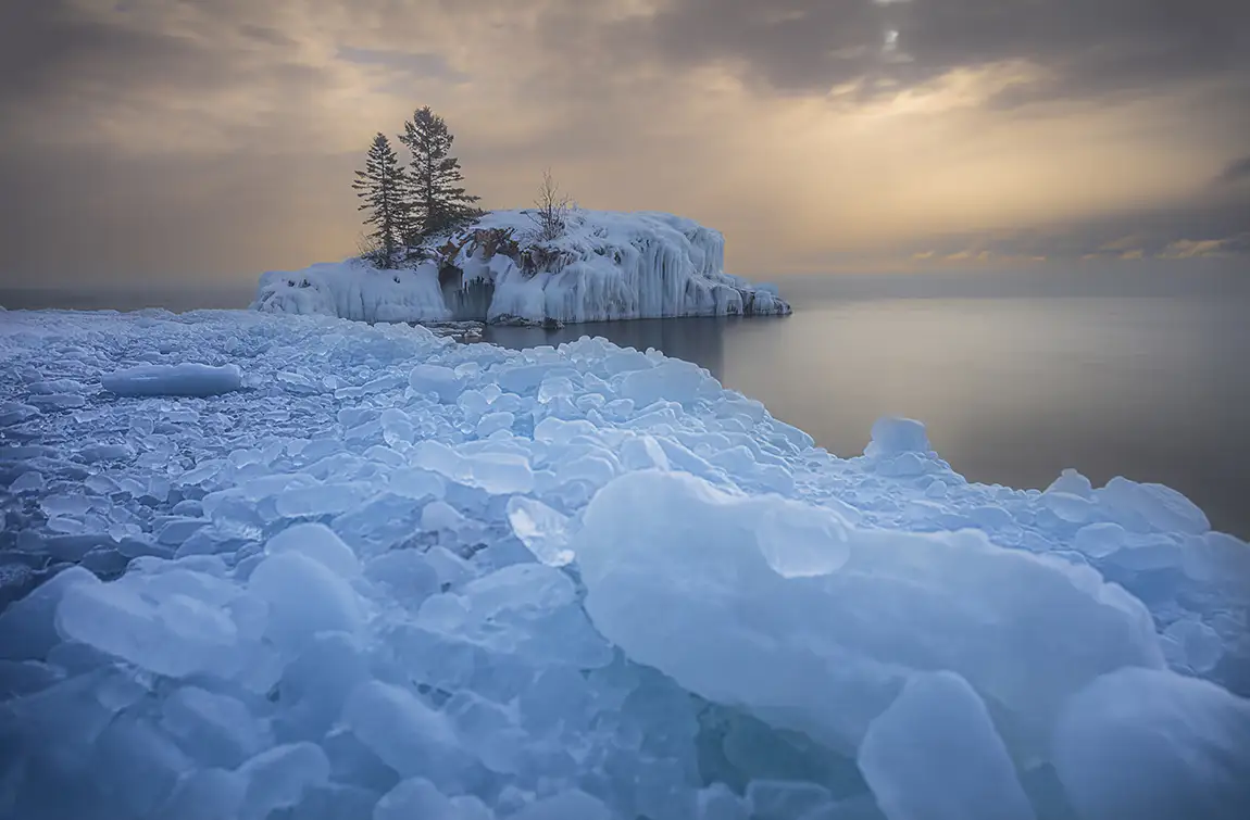 Hollow Rock Under Ice, Minnesota, USA