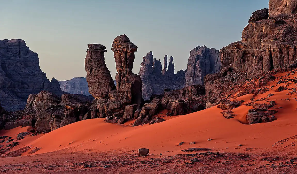 Tadrart Rouge Sunrise, Tadrart Desert, Near Djanet, Algeria