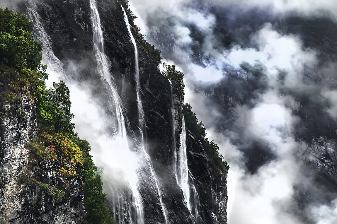 The Seven Sisters, Geiranger Village, Geirangerfjord, Norway