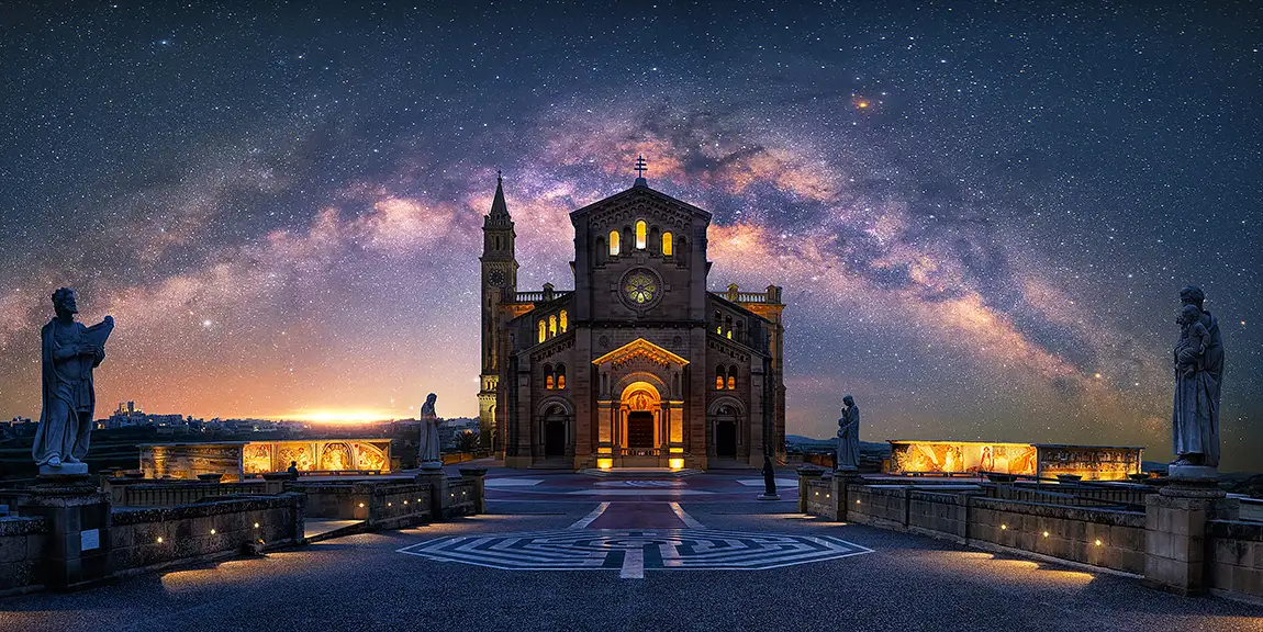 Ta Pinu Cathedral At Night, Gozo, Malta